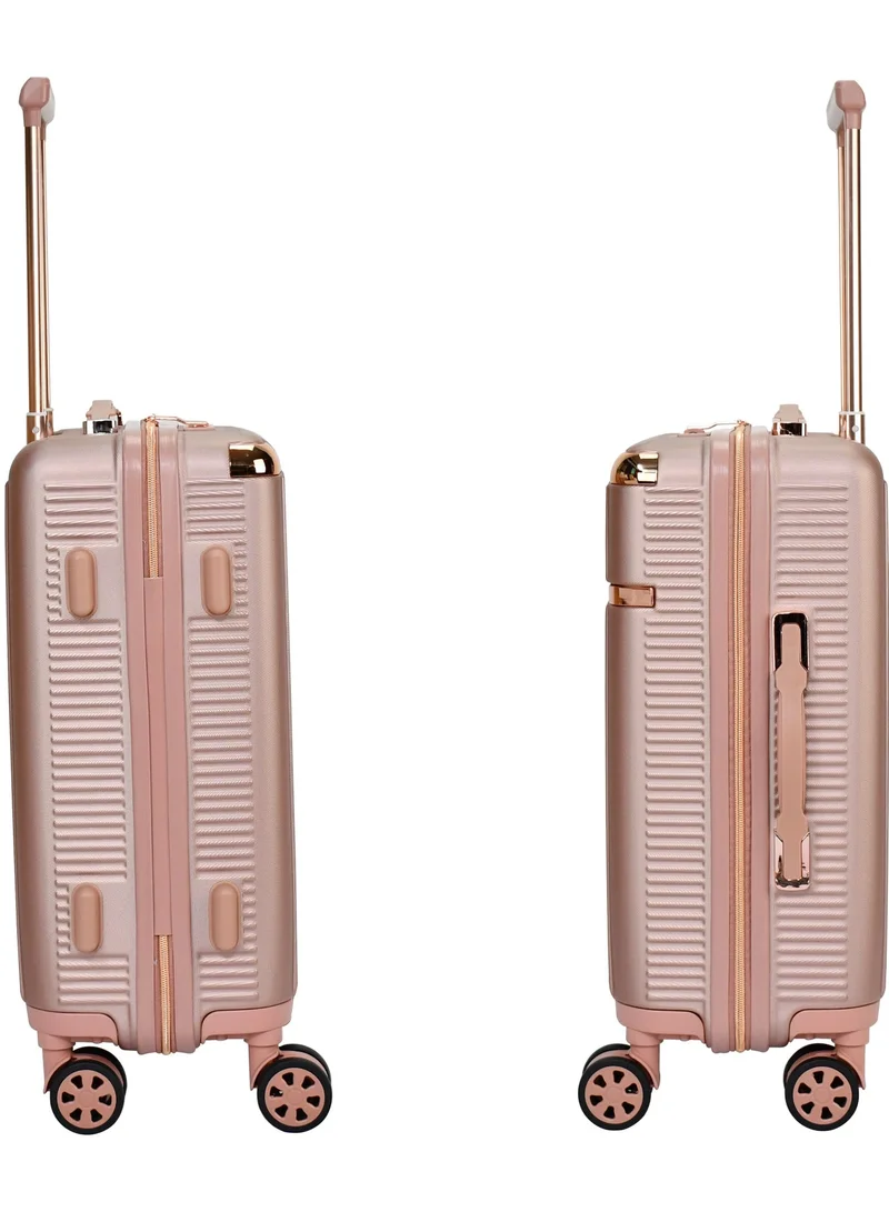 سيناتور حقيبة سفر متوسطة بعجلات مزدوجة وقفل  بلون ذهبي وردي